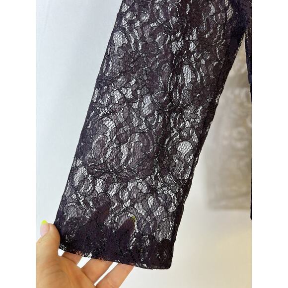 NWT VTG Patra Sheer Lace Long Sleeve Jacket Top Women's 14 Purple - Picture 6 of 15